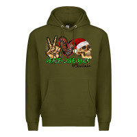 Army Green Peace Love Rock Christmas Premium Hoodie - CowhideDigitalArt