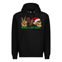 Black Peace Love Rock Christmas Premium Hoodie - CowhideDigitalArt