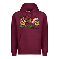 Burgundy Peace Love Rock Christmas Premium Hoodie - CowhideDigitalArt