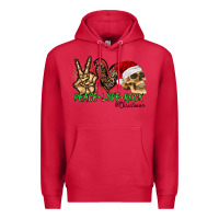 Cardinal Peace Love Rock Christmas Premium Hoodie - CowhideDigitalArt