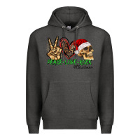 Charcoal Heather Peace Love Rock Christmas Premium Hoodie - CowhideDigitalArt