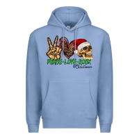 Colony Blue Peace Love Rock Christmas Premium Hoodie - CowhideDigitalArt