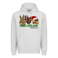 Dove Grey Peace Love Rock Christmas Premium Hoodie - CowhideDigitalArt