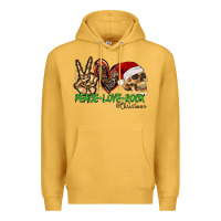 Mustard Peace Love Rock Christmas Premium Hoodie - CowhideDigitalArt