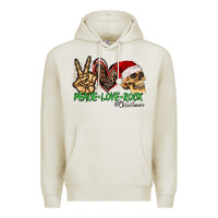 Oatmeal Heather Peace Love Rock Christmas Premium Hoodie - CowhideDigitalArt