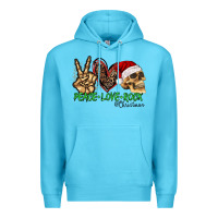 Ocean Blue Peace Love Rock Christmas Premium Hoodie - CowhideDigitalArt