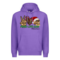 Purple Peace Love Rock Christmas Premium Hoodie - CowhideDigitalArt
