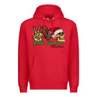 Red Peace Love Rock Christmas Premium Hoodie - CowhideDigitalArt