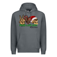 Rock Peace Love Rock Christmas Premium Hoodie - CowhideDigitalArt