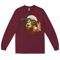 Burgundy christmas goat Long Sleeve Tee - RanaPortraitStore