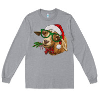 Heather Grey christmas goat Long Sleeve Tee - RanaPortraitStore