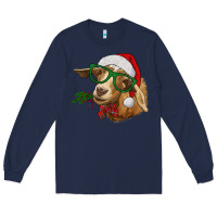 Navy christmas goat Long Sleeve Tee - RanaPortraitStore