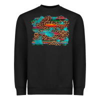 Black western serape leopard bull skull turquoise  background Heavyweight Sweatshirt - Artiststas
