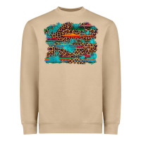 Western Serape Leopard Bull Skull Turquoise  Background Heavyweight Sweatshirt | Teevron