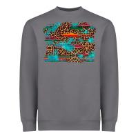 Storm western serape leopard bull skull turquoise  background Heavyweight Sweatshirt - Artiststas