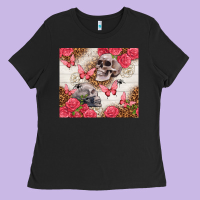 Skulls And Roses Tumbler Ladies Tee Designed By Tumblerdesignbyshophia