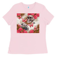 Bubblegum Pink skulls and roses tumbler Ladies Tee - TumblerDesignByShophia