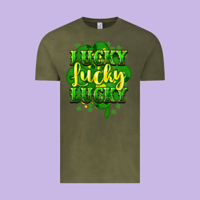 Lucky Lucky Lucky Clover St. Patrick's Vintage Tee Designed By Howdyjamesfarm