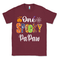 Burgundy grandpa family halloween matching shirts, one spooky papaw t shirt Classic Tee - maiPhamDesign