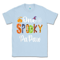 Dusty Blue grandpa family halloween matching shirts, one spooky papaw t shirt Classic Tee - maiPhamDesign