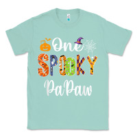 Seafoam grandpa family halloween matching shirts, one spooky papaw t shirt Classic Tee - maiPhamDesign
