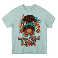 Arona American Football Mom Afro Messy Bun Heavy Core Tee - texasbilliewilder