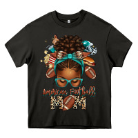 Asphalt American Football Mom Afro Messy Bun Heavy Core Tee - texasbilliewilder
