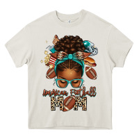Cream American Football Mom Afro Messy Bun Heavy Core Tee - texasbilliewilder