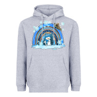 Heather Grey winter   rainbow and snowman Heavyweight Hoodie - AdoDesignShop