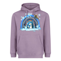 Lavender winter   rainbow and snowman Heavyweight Hoodie - AdoDesignShop