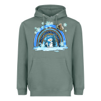 Sage winter   rainbow and snowman Heavyweight Hoodie - AdoDesignShop
