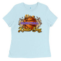 Baby Blue It's a Basketball kinda day Ladies Tee - HowdyJamesFarm