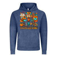 Vintage Denim Happy Thanksgiving Coffee Cups Vintage Hoodie - FaDigitalArtStudio