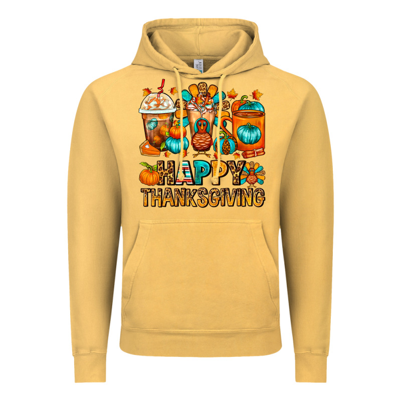 Happy Thanksgiving Coffee Cups Vintage Hoodie by FaDigitalArtStudio | Teevron