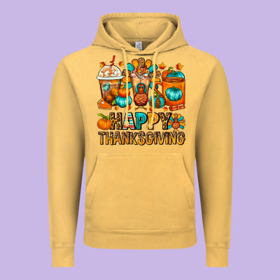 Happy Thanksgiving Coffee Cups Vintage Hoodie Designed By Fadigitalartstudio