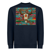 Navy western serape leopard bull skull turquoise Heavyweight Sweatshirt - Artiststas