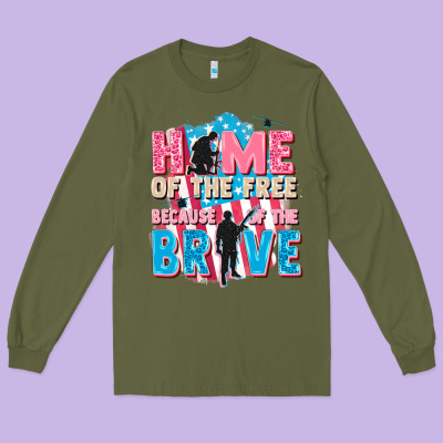 Home Of The Free Because Of The Brave Long Sleeve Tee Designed By Fadigitalartstudio