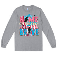 Heather Grey Home of the free because of the brave Long Sleeve Tee - FaDigitalArtStudio