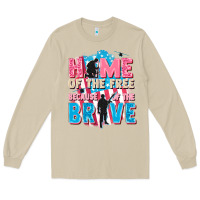 Mushroom Home of the free because of the brave Long Sleeve Tee - FaDigitalArtStudio
