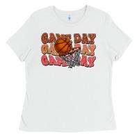 White game day game day game day basketball Ladies Tee - HowdyJamesFarm