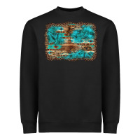 Black western turquoise stone aztec tiger pattern background Heavyweight Sweatshirt - Artiststas