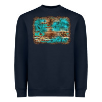 Navy western turquoise stone aztec tiger pattern background Heavyweight Sweatshirt - Artiststas