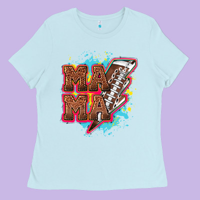 Mama Football Lightning Bolt Ladies Tee Designed By Howdyjamesfarm