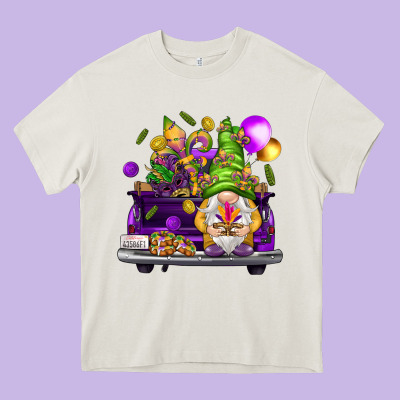 Mardi Gras Gnome On The Truck Heavy Core Tee Designed By Nancycooperartshop