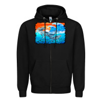 Black humpback whale and wave background Zipper Hoodie - BarkalooDesign