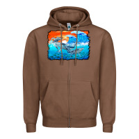 Chestnut humpback whale and wave background Zipper Hoodie - BarkalooDesign