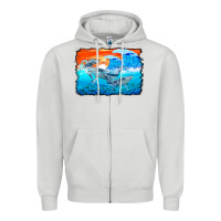 Dove Grey humpback whale and wave background Zipper Hoodie - BarkalooDesign