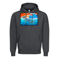 Smoke humpback whale and wave background Zipper Hoodie - BarkalooDesign