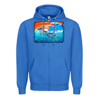 True Royal humpback whale and wave background Zipper Hoodie - BarkalooDesign