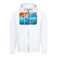 White humpback whale and wave background Zipper Hoodie - BarkalooDesign